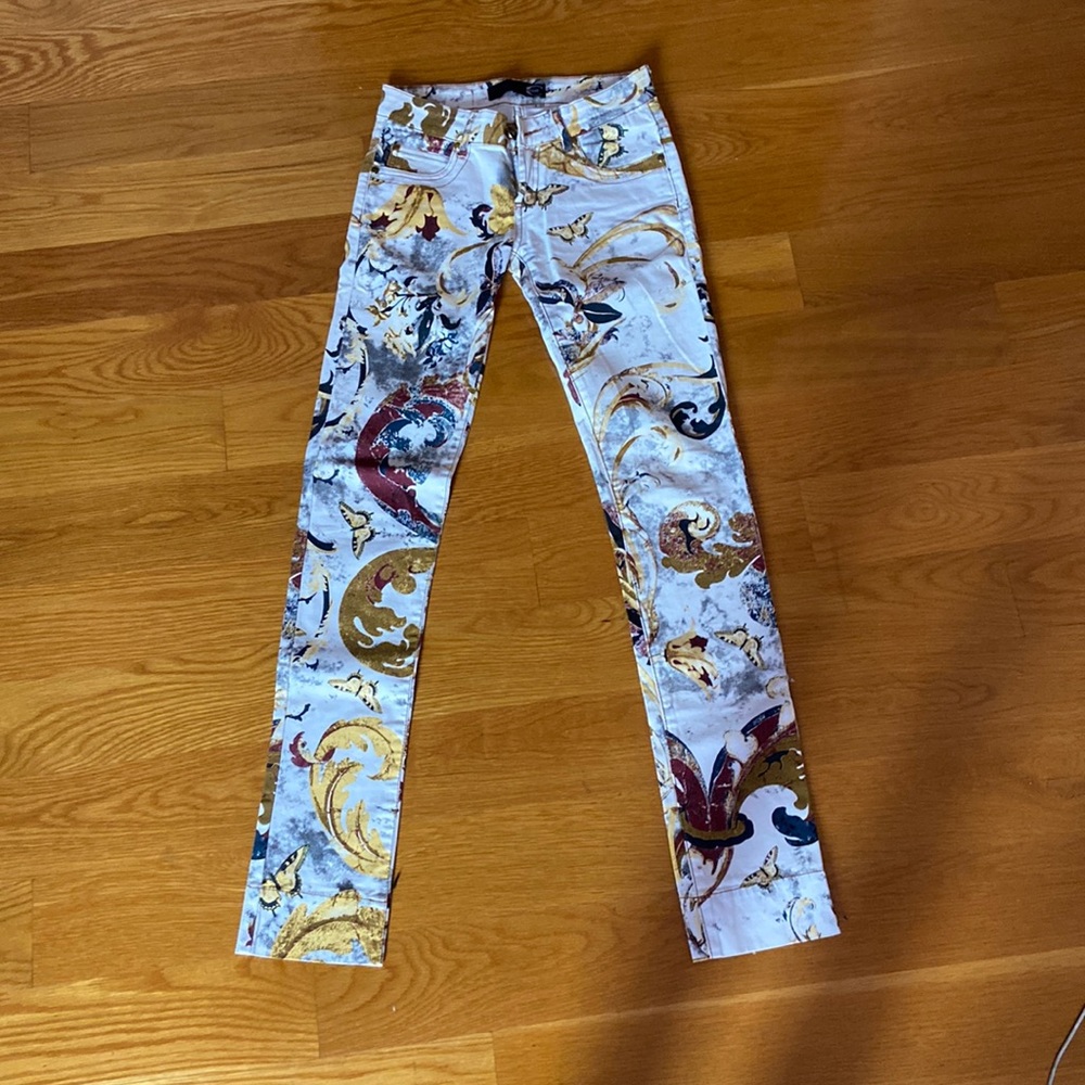 Roberto Cavalli White Jeans with designs